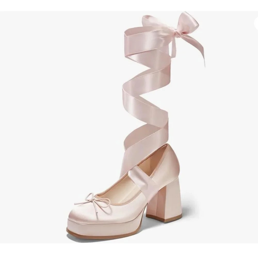 Lace Up Heels Platform Chunky